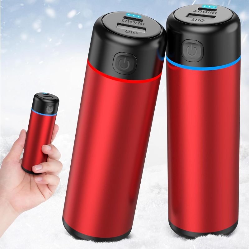 Photo 1 of  ZUGM 2 Pack Hand Warmers Rechargeable, 5000mAh Reusable Portable Pocket Heater with Type-C & USB, 3 Levels Adjustable Temperature, Man Gifts for Winter Outdoors 