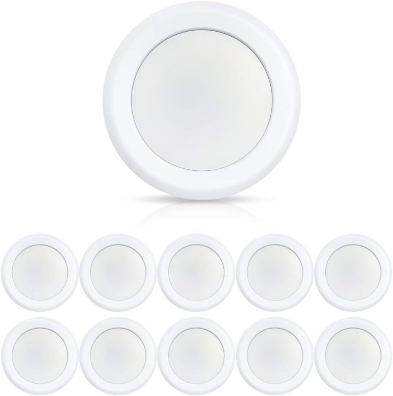 Photo 1 of  ECOELER 10Pack 6" Dimmable LED Disk Light, 16.5W 5000K Daylight 1000Lm, Dimmable Recessed Surface Mount Lighting Fixture Installs into J-Box or Recessed Can, Energy Star & ETL-Listed 