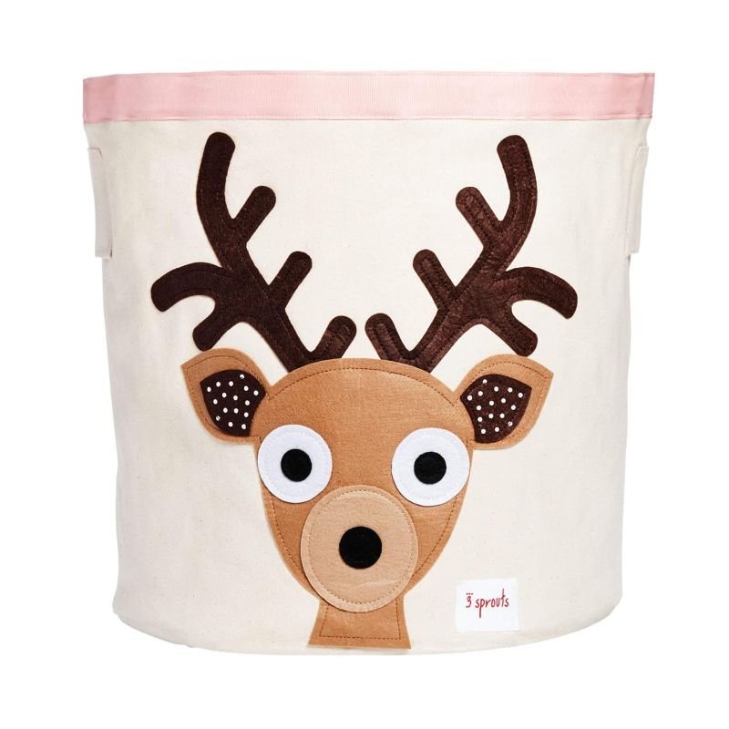 Photo 1 of 3 Sprouts Canvas Storage Bin - Laundry and Toy Basket for Baby and Kids, Deer