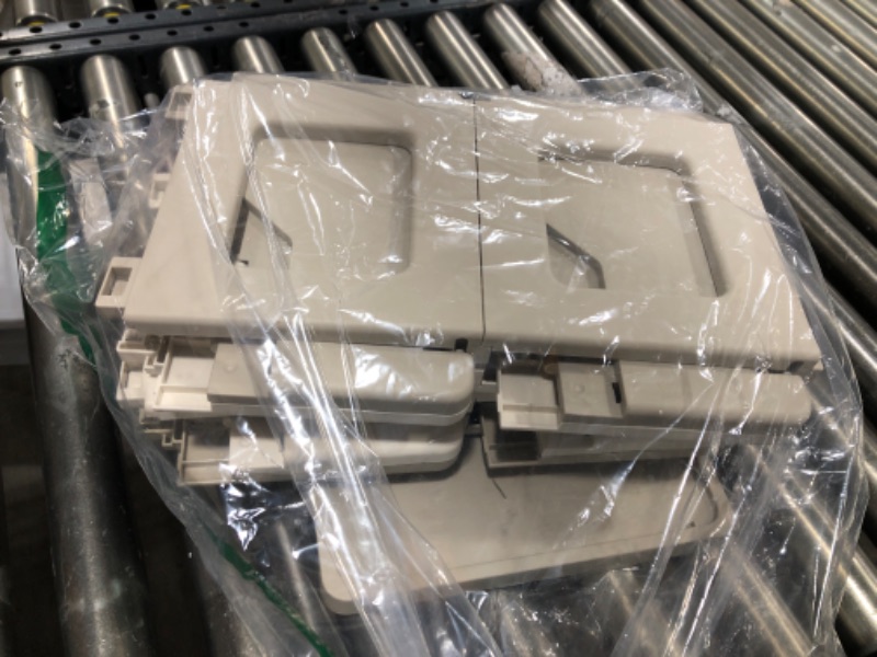 Photo 1 of HAIXIN 5 Tiers Shoe Rack - Foldable Shoe Rack for Closet, Plastic Shoe Tower for Sneaker, Space Saving Storage Organizer, Large Shoe Shelf/Holder/Stand for Bedroom, Floor, Entryway (White & Brown) White & Brown 5 Tier