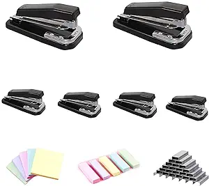 Photo 1 of 6 Pcs Stapler with 5000 Staples, Commercial Desktop Staplers, 25 Sheet Capacity, Durable Metal Desktop Stapler for Home Office Supplies, Black
