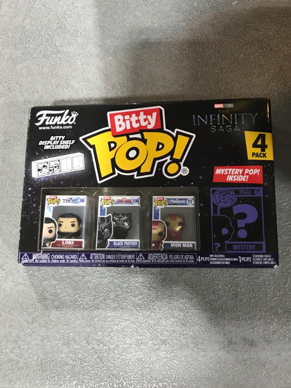 Photo 2 of Funko Bitty Pop! Marvel Mini Collectible Toys - Loki, Black Panther, Iron Man & Mystery Chase Figure (Styles May Vary) 4-Pack