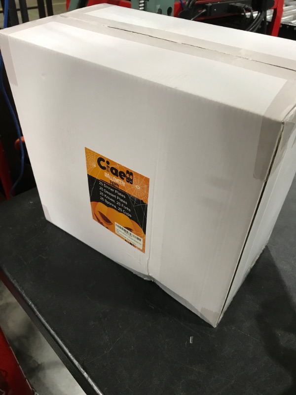 Photo 1 of 150PCS Halloween Plastic Plates - Halloween Party Plates - Orange And Black Plastic Plates Set Include 50Plates, 25Forks, 25Knives, 25Spoons, 25Cups For 25 Guests Halloween Party
