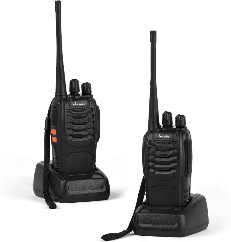 Photo 1 of Ansoko Walkie Talkies Rechargeable Long Range Two Way Radios 16 Channel with Earpiece (2 Pack)
