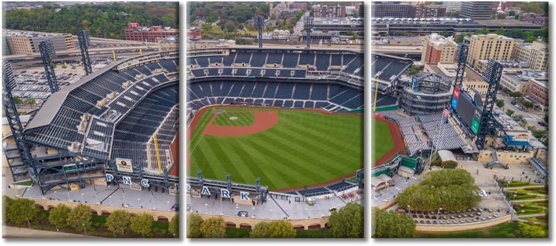 Photo 1 of 3 Piece Pittsburgh PNC Park Wall Pictures for Living Room Baseball Stadium Panoramic Painting on Canvas Wall Decor Art USA Sports Bedroom Wall Art Modern Artwork Framed Ready to Hang, 36"Wx16"H 