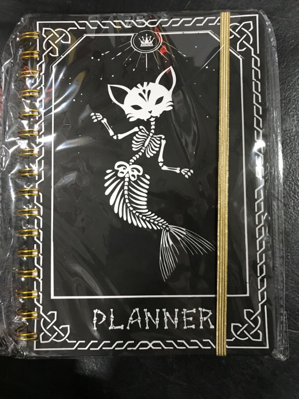 Photo 2 of 2024 Planner, 12-Month Weekly Monthly Planner from JAN.2024 to DEC.2024, 8.4" X 6", Planner Notebook with Spiral Bound, Stickers & Sticky Index Tabs, Fox-Fish Skull Black - 01