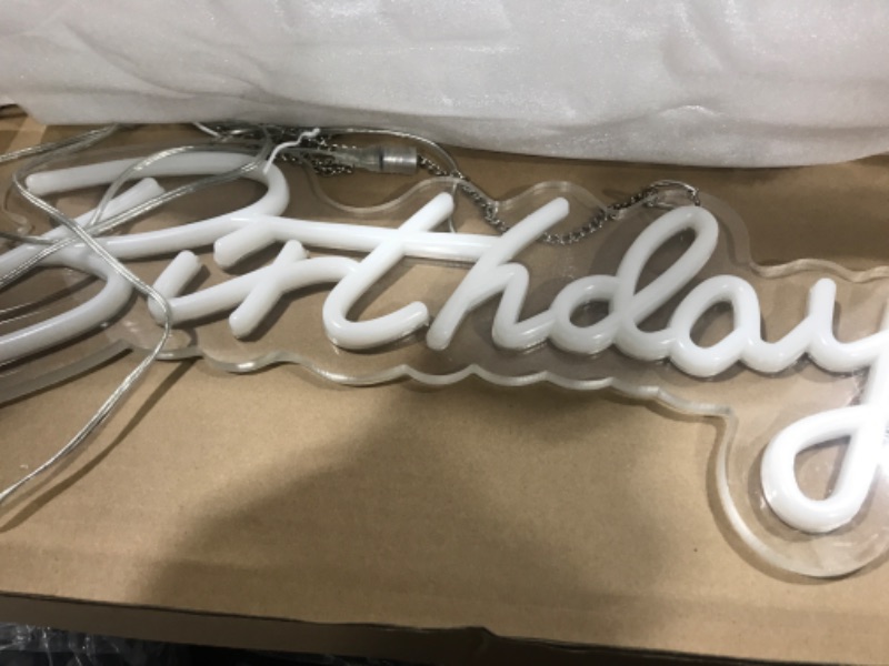 Photo 3 of 28x6 inch Happy Birthday Neon Sign Art Wall Lights for Beer Bar Club Bedroom Hotel Pub Cafe Wedding Birthday Party Gifts_White