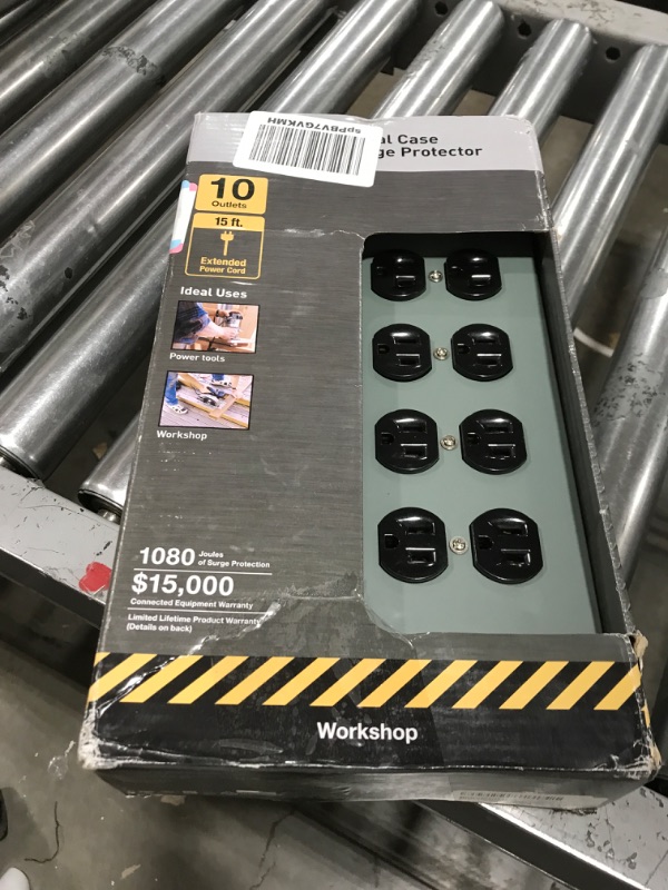 Photo 1 of Belkin Power Strip Surge Protector - 10 AC Multiple Outlets, 15 ft Long Heavy-Duty Metal Extension Cord with Wall Mount Holes for Home, Office, Travel, Computer Desktop, Laptop & Phone Charging - 5PK 5 Pack