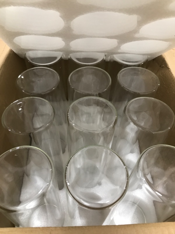 Photo 2 of 12 Pack Glass Cylinder Vases Set Clear Flower Vase Tall Floating Candle Holders Bulk for Centerpiece Table Home Wedding Decorations Dinners (4 x 14 Inch)
