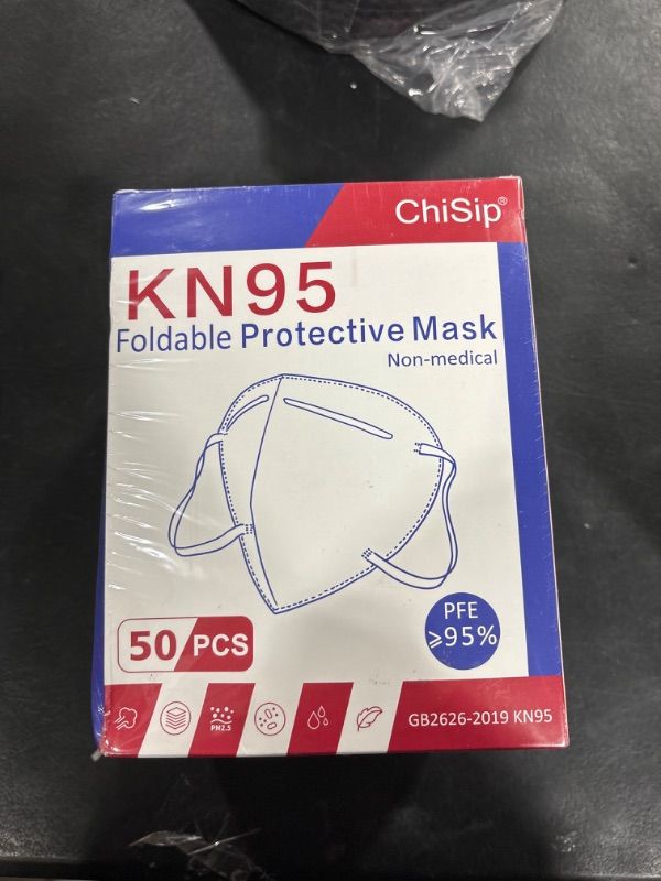 Photo 2 of ChiSip Disposable KN95 Face Mask 50 Pack, 5 Layer Cup Dust Safety Masks, Breathable Protection Masks for Adult, Men, Women (Colorful)