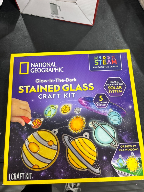 Photo 2 of NATIONAL GEOGRAPHIC Kids Window Art Kit - Stained Glass Solar System Arts & Crafts Kit with Glow in The Dark Planets, Use as Window Suncatchers, Hanging Decor from Ceiling, Mobile, Space Room Décor Glowing Planets