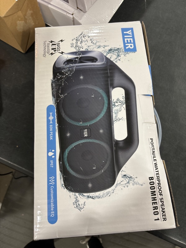 Photo 1 of Bluetooth Speakers, YIER 80w (Peak) Portable Wireless Speaker with Lights, Stereo Loud Sound, IP67 Waterproof, Deep Bass Outdoor Speakers Bluetooth 5.0 Dual Pairing for Home Party Beach Camping, Gifts