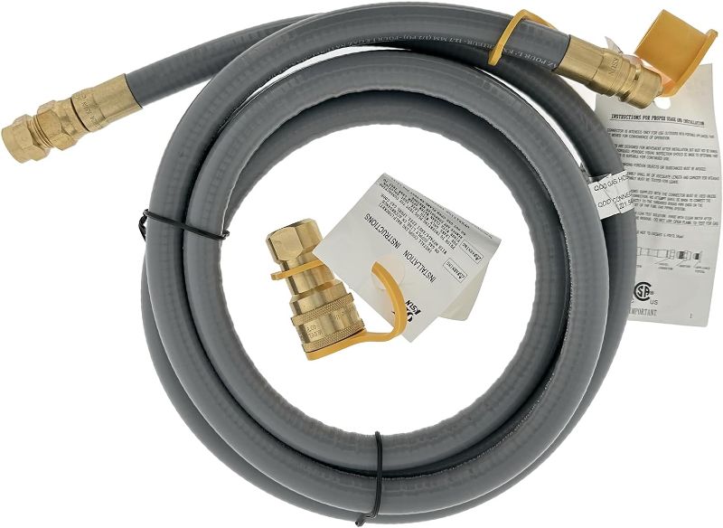 Photo 1 of 10 Feet 1/2" ID Natural Gas Hose with Quick Connect Fitting, Natural Gas Line for Grill, Pizza Oven, Heater and More Low Pressure Appliance - CSA Certified

