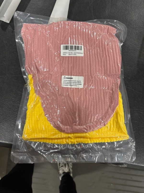 Photo 1 of 2 Pack or 4 Pack Beanie Hats for Men Spring Summer Autumn Winter Slouchy Beanies for Women Teenage (Dark Pink&yellow)2pack 1