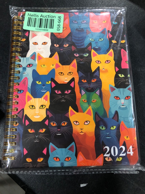 Photo 2 of 2024 Planner - Weekly & Monthly Planner,Jan. 2024 - Dec. 2024,6.4" x 8.5",Hardcover + Back Pocket + Twin-Wire Binding, Daily Organizer Office School Schedule Your Life (Cat POP ART) Multi E 2 Pack