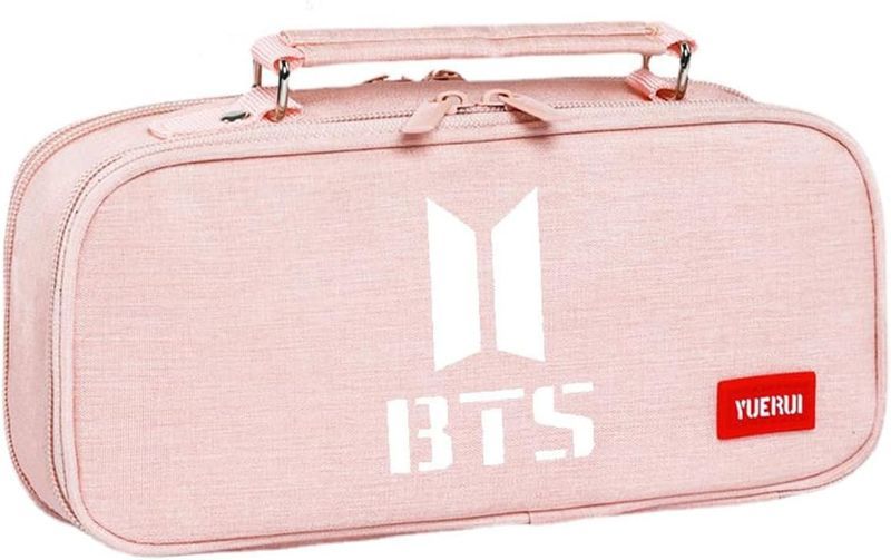 Photo 2 of ZHENGGE Kpop BTS Bangtan Boys Large Capacity Army Gift Storage Bag, Pink, 24 x 11 x 6 cm, Pencil Case, Pink, Pencil Case 2 Pack
