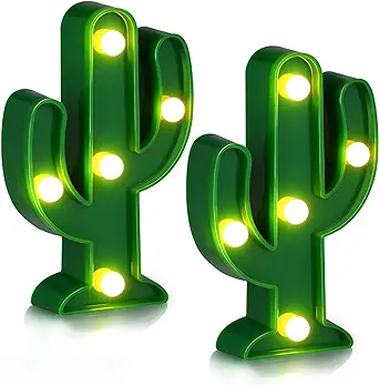 Photo 1 of 2 Pcs LED Night Light LED Cactus Light Mexican Party Decorations Cactus Decor Cinco De Mayo Decorations Cute Lamp for Table Kids' Room Bedroom Party Decoration Home (Stylish Cactus,4.72 x 2.76 Inch)
