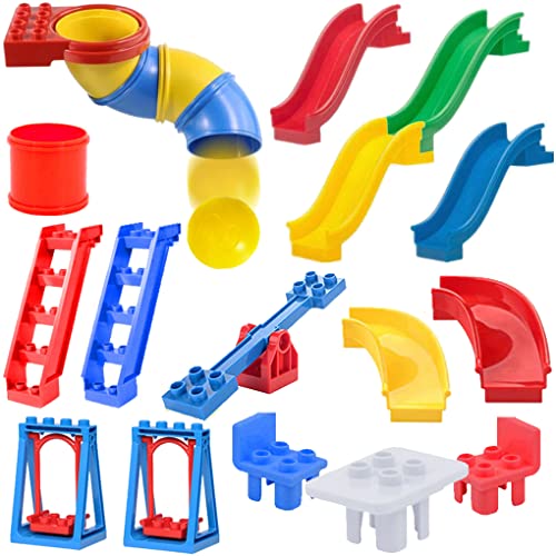 Photo 1 of 24 PCS Big Building Blocks Park Playground Themed Toy Accessories for Kids | Educational DIY Large Construction Bricks Set, Compatible with Lego Duplo