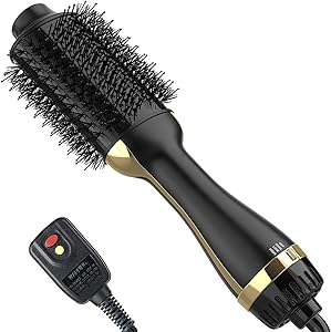 Photo 1 of Hair Dryer Brush Blow Dryer Brush in One, 4 in 1 One Step Hair Dryer and Styler Volumizer Professional Hot Air Brush with Negative Ion Anti-frizz Blowout for Drying, Straightening Curling Salon - Gold
