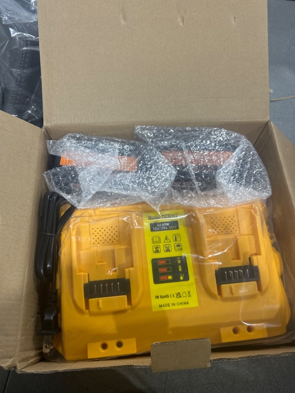 Photo 2 of DCB102 Replacement for Dewalt Battery Charger Station Comaptible with Dewalt 12V/20V Battery Charger Work with Dewalt 20V Battery and Tools?Yellow? 