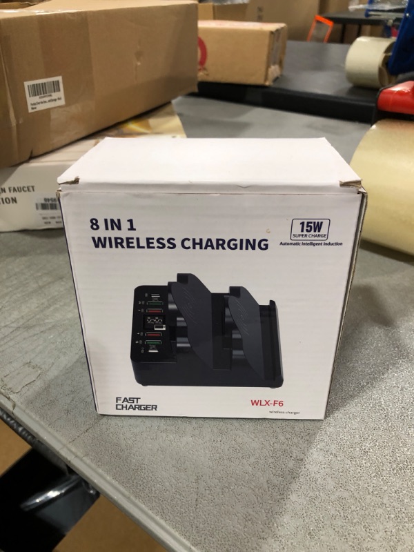 Photo 2 of Wireless Charging Station with USB Ports, 8 in 1 Dual 15W Wireless Charger Station, 2 QC/2 PD USB Fast Charging Station, 80W Phone charger for iPhone14/13/12/11/X/Xr/Xs/8/Samsung/Android/iWatch/AirPod