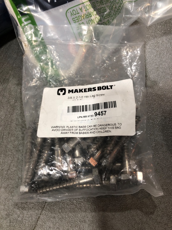 Photo 2 of 3/8 x 2-1/2 Stainless Lag Bolt (25-Pack) 18-8 Stainless Steel, Heavy Duty Hex Wood Lag Screw, ASME B18.2.1 Commercial/Industrial Grade by Makers Bolt 3/8 x 2-1/2 (25 pack)