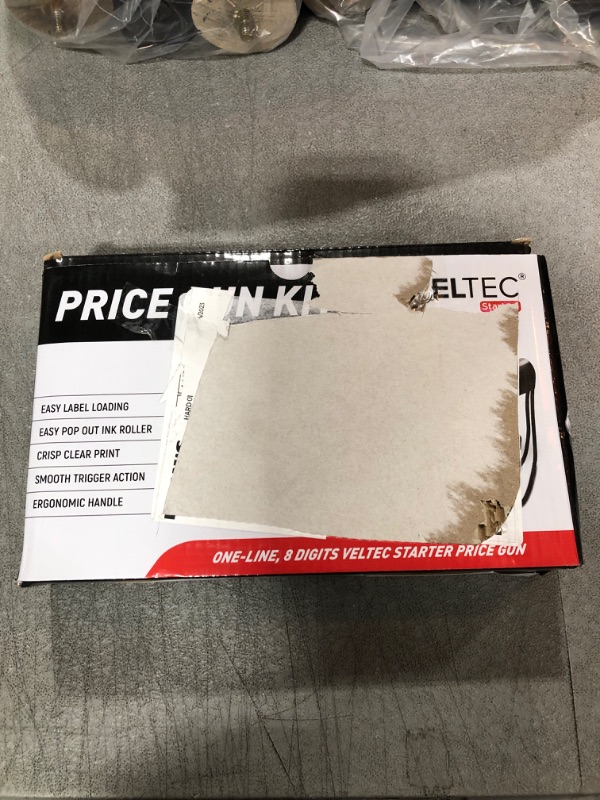 Photo 1 of veltec Price Gun Starter 1-Line, 8 Digits – Includes 2000 White Labels, 1 Inker and Starter Labels Preloaded, and Extra Ink Roller