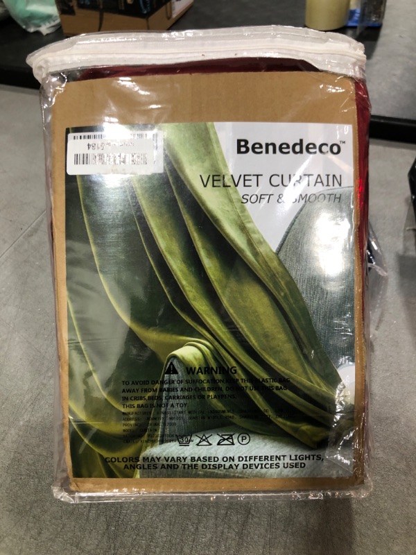 Photo 2 of Benedeco Red Burgundy Velvet Curtains for Bedroom Window, Super Soft Luxury Drapes, Room Darkening Thermal Insulated Rod Pocket Curtain for Living Room, W52 by L96 inches, 2 Panels Burgundy W52 * L96 | 2 Panels