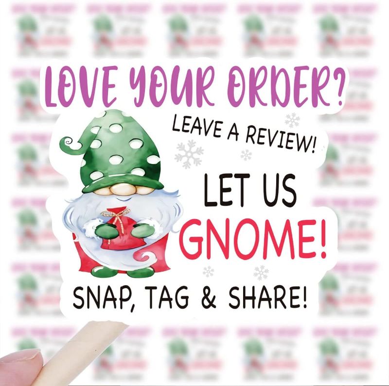 Photo 1 of 200 PCS Let us Gnome Stickers,Cute Small Business Envelopes Stickers for Business Packages/Handmade Goods/Bags,Christmas Theme Small Shop Business Stickers for Envelopes Seals 