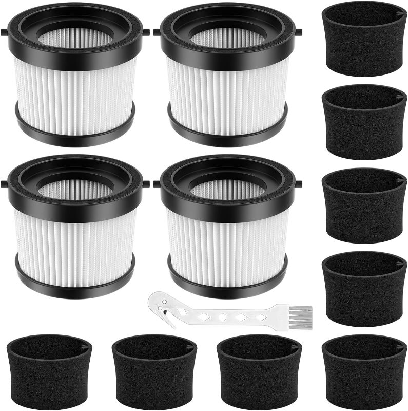 Photo 1 of 4 Packs DCV501HB Filter Compatible with DEWALT 20V Vacuum Cordless Handheld Vacuum DCV501HB, with 8 Foam Sleeve Filters & 1 Brush, Part # DCV5011H
