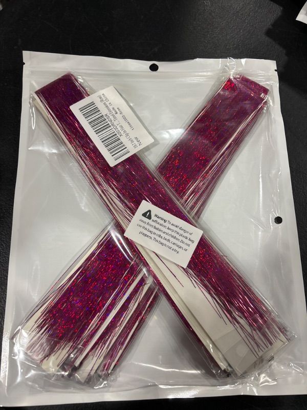 Photo 1 of 19.7 Inch Clip In Hair Tinsel Fairy Hair Tinsel Kit Clips Clip On Glitter Hair Tinsel Extensions (Rose)