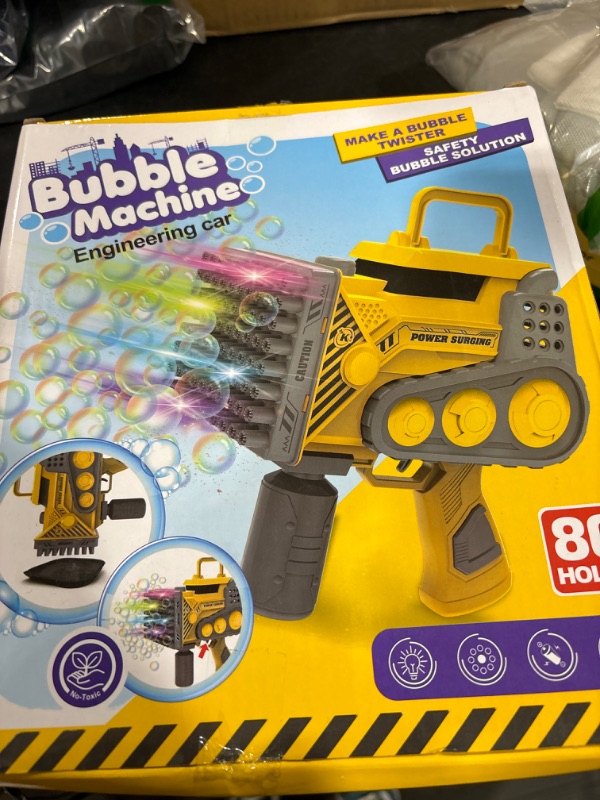 Photo 1 of MIROLA KIDS 80-Hole Engineer Bubble Gun for Kids, Bubble Machine with LED, Mobile Machinery Shop Truck Summer Toy for Outdoor, Parties, Birthdays, and Wedding