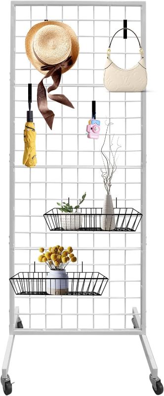 Photo 1 of 7RiversART Gridwall Panel Display Stand 2' x 5.5' Ft Heavy Duty Movable Floorstanding Detachable Girdwall for Easy Transport, Standing Grid Tower Display Rack for Retail and Craft Fair, White