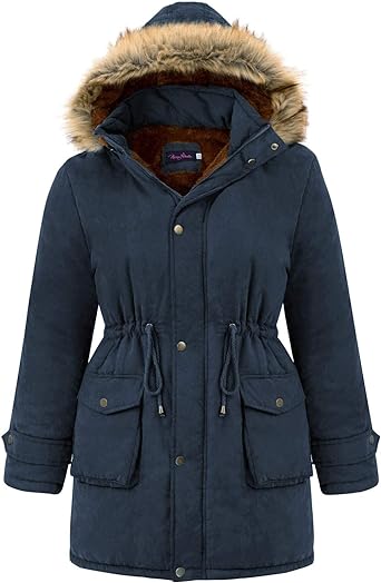 Photo 1 of Hanna Nikole Womens Plus Size Hooded Fleece Lined Coats Parkas Faux Fur Jackets with Pockets - Size 26W 
