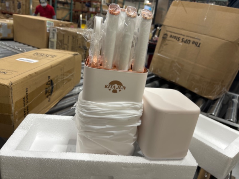 Photo 1 of Smart Kitchen Knife Set with block?6 pieces Stainless Steel knives Built-in sharpening rod. Smart Knife block keep cleaning and drying?kitchen smart gadgets smart kitchen appliances (White)