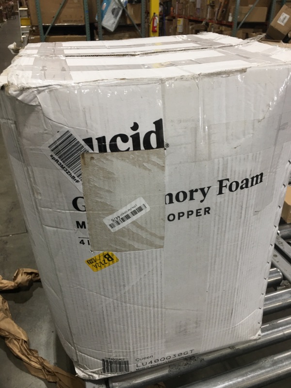 Photo 2 of LUCID 4 Inch Gel Memory Foam Mattress Topper, Ventilated Design, Ultra Plush, CertiPUR-US Certified, Queen, Blue Queen 4 Inch Topper Only