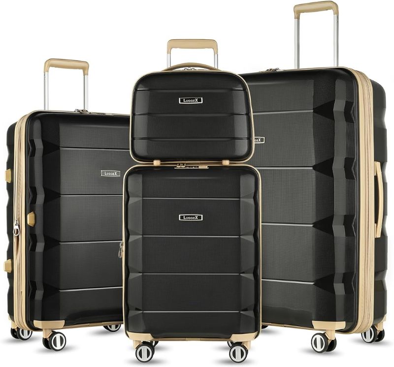 Photo 1 of  LUGGEX BLACK Luggage Sets 4 Piece - PP Carry on Luggage Set with Spinner Wheels - Expandable Suitcase Set of 4 