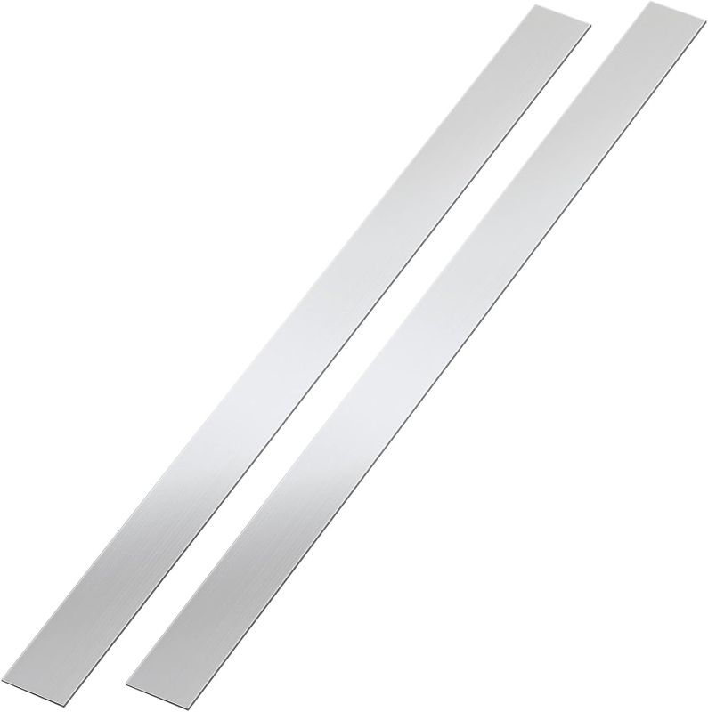 Photo 1 of  2 Pcs Stainless Steel Trim Strips 304 Brushed Stainless Steel Trim Metal Finishing Sheet Metal Gap Strip Filler Trim for Kitchen Tools (Silver, 1.5 x 30 Inch) 