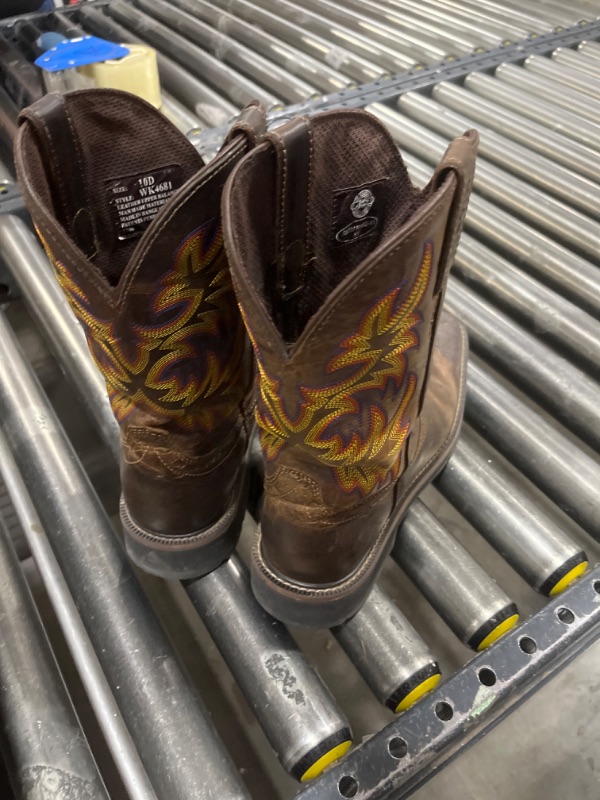 Photo 3 of  Men's Hybrid Roughstock Square Toe Western Boot 10 Fiery Brown Crunch/Western Blue --- SIZE 10