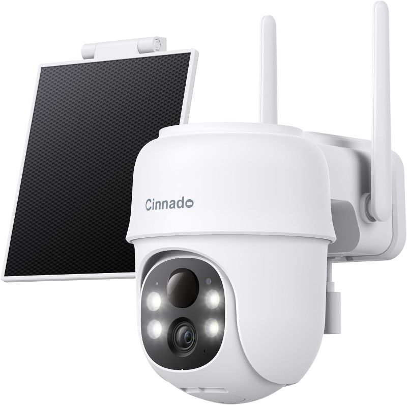 Photo 1 of Cinnado Security Cameras Wireless Outdoor-2K Cameras for Home Security Outside Solar/Battery Powered 2.4G WiFi, 360° Color Night Vision, 2 Way Audio, PIR Human Detection, Works with Alexa/Google Home
