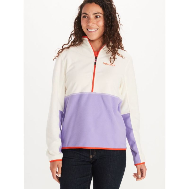 Photo 1 of  Marmot Women's Rocklin 1/2 Zip Top - Small - Papyrus / Paisley Purple 