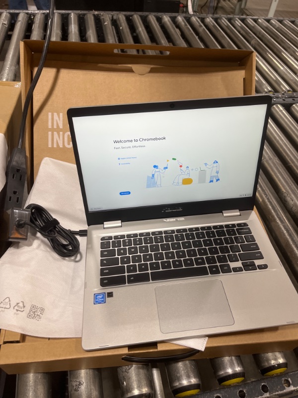 Photo 1 of ASUS C424MA-AS48F Chromebook C424, 14.0" 180 Degree FHD NanoEdge Display, Intel Dual Core Celeron Processor, 4GB LPDDR4 RAM, 128GB Storage, Silver Color, C424MA-AS48F Celeron | 4GB | 128GB