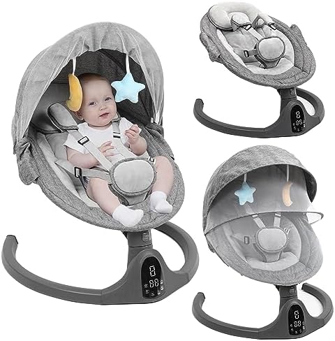 Photo 1 of Baby Swing for Infants to Toddler,Electric Portable Baby Swing and Bouncer,Bluetooth Infant Swing for Newborn with Remote Control,10 Music,5 Speed,3 Seat Position,Baby Rocker for Baby 0-9 Month