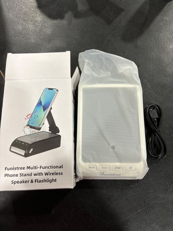 Photo 1 of Gifts for Men Dad from Daughter Son Fathers Day, Wireless Bluetooth Speaker with Cell Phone Stand, Unique Him Husband Birthday Gifts Idea from Wife Anniversary, Tech Cool Gadgets White