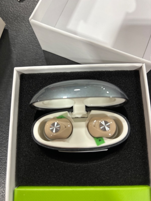 Photo 3 of Hearing Aids for Seniors, True 16 Channels Rechargeable OTC Hearing Amplifiers Aids with Smart Noise Cancellation, Invisible Semi-In-Ear Hearing Aid with Charging Case