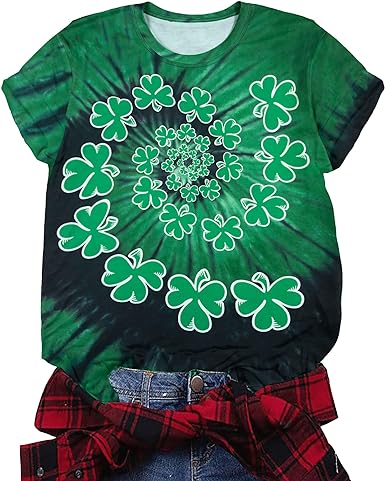 Photo 1 of Lucky Shamrock Rainbow Shirt Women Happy St. Patrick's Day Shirts Irish Graphic Tees Holiday Short Sleeve Tops / LARGE 