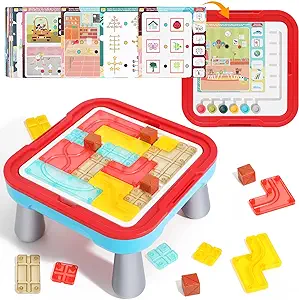 Photo 1 of 2-in-1 Board Games and Puzzles for Kids Ages 3-5 5-7, Blocks Puzzle Brain Teasers Logic Thinking Game Table, STEM Montessori Preschool Learning Early Educational Toys Birthday Gifts for Boys and Girls