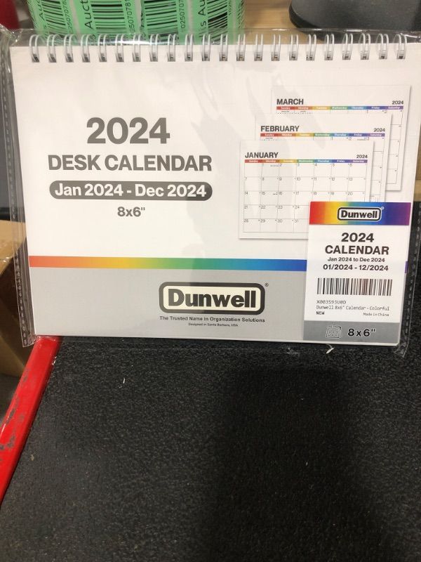 Photo 1 of Dunwell Standing Desk Calendar 2024, Use 8x6 Small Desk Calendar as Stand Up Desk Calendar, Colorful Desk Top Calendar, 8 x 6 Easel 2024 Office Calendar, Triangle Popup Calendar Colorful Now to Dec 2024