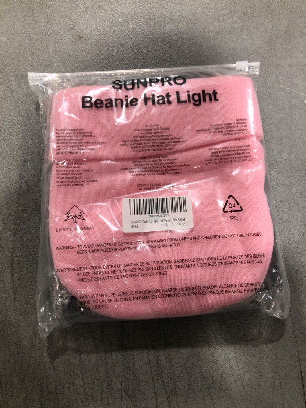 Photo 2 of 2 Pack LED Beanie Hat with Light,USB Rechargeable Headlight Cap,Unisex Knit Lighted hat for Men and Women (Pink & Black)
