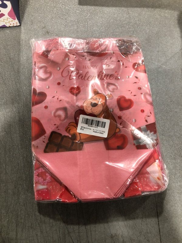 Photo 2 of 16PCS Happy Valentines Day Reusable Gift Bags, Treat Bags with Handles, Goodie Bags, Multifunctional Non-Woven Valentines Bags for Gifts Wrapping, Party Supplies, 7.9 × 7.9 × 5.9inch